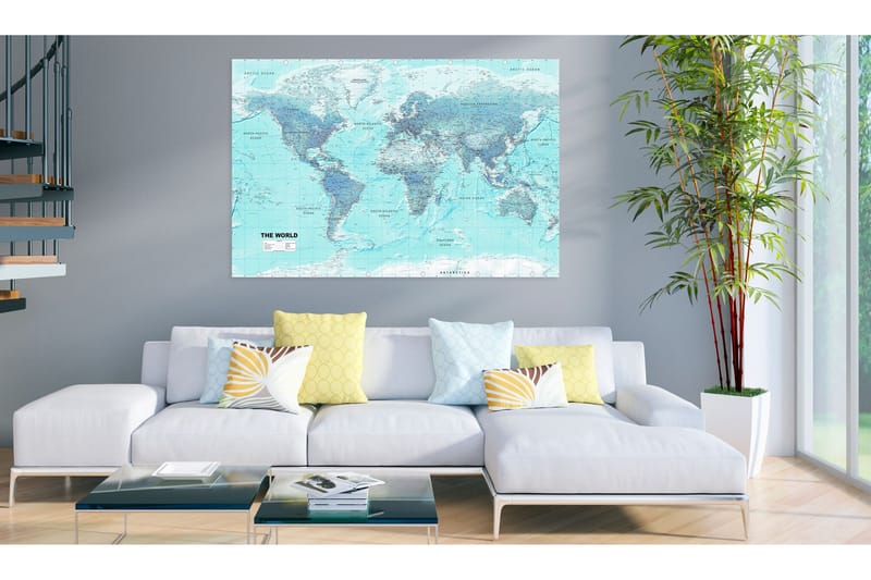 Tavla World Map: Sky Blue World 90x60, Artgeist sp. z o. o.