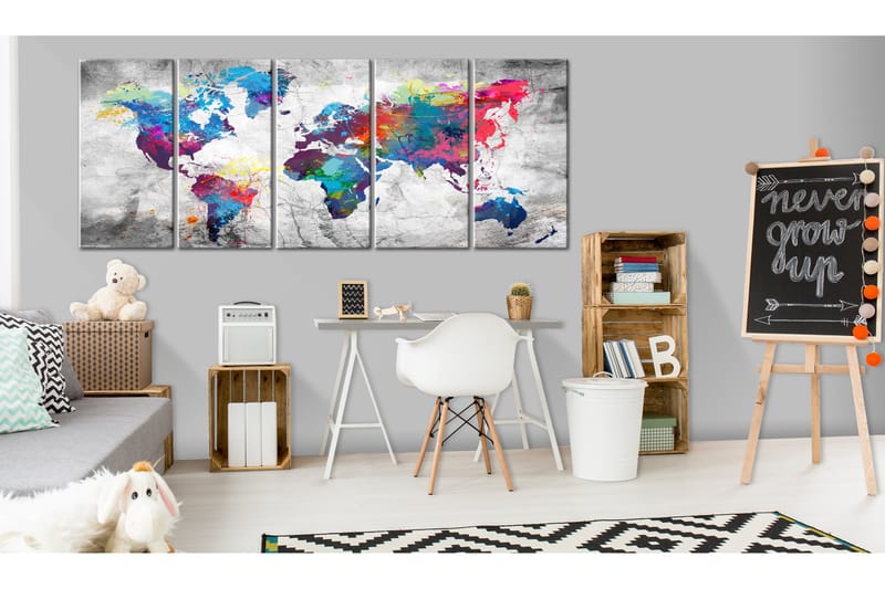 TAVLA World Map: Spilt Paint 200x80 - Artgeist sp. z o. o. - Inredning & dekor - Tavlor & konst - Canvastavla