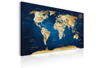 Tavla World Map: The Dark Blue Depths 120x80 - Artgeist sp. z o. o. - Inredning & dekor - Tavlor & konst - Canvastavla