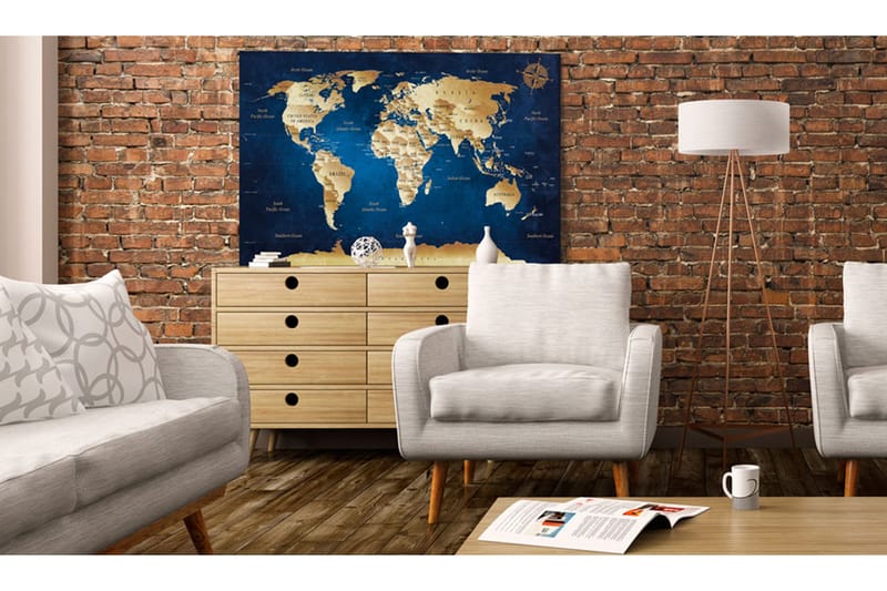 Tavla World Map: The Dark Blue Depths 120x80, Artgeist sp. z o. o.
