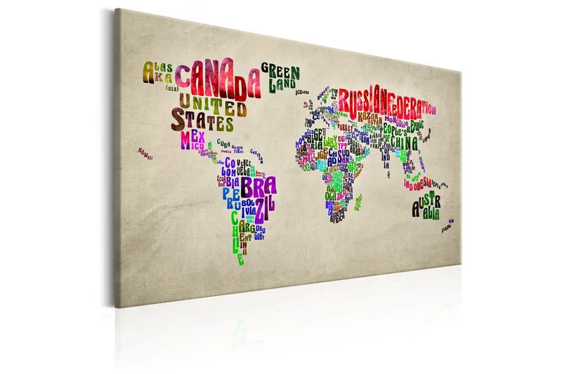 Tavla World Map: Tour (EN) 90x60 - Inredning & dekor - Tavlor & konst - Canvastavla