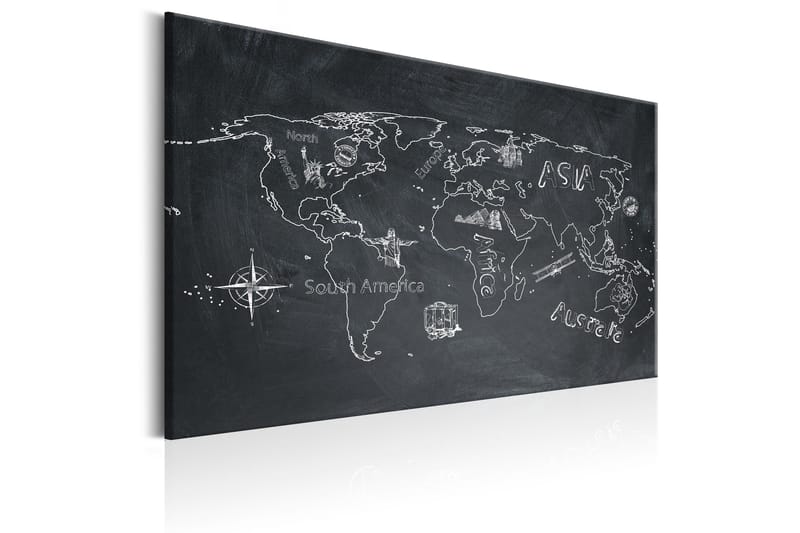Tavla World Map: Travel broadens the Mind 90x60 - Inredning & dekor - Tavlor & konst - Canvastavla