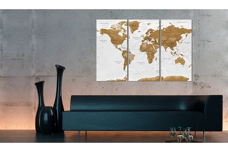 Tavla World Map White Poetry 120X80 Beige|Vit - Artgeist sp. z o. o. - Inredning & dekor - Tavlor & konst - Canvastavla