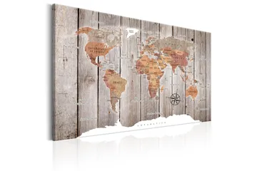 Tavla World Map: Wooden Stories 90x60 - Artgeist sp. z o. o. - Inredning & dekor - Tavlor & konst - Canvastavla