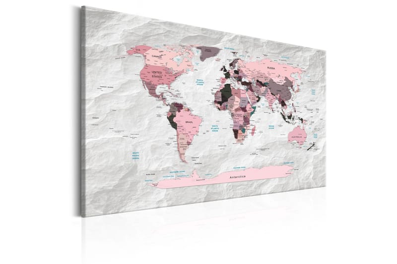 Tavla World Map: Pink Continents 60x40 - Artgeist sp. z o. o. - Inredning & dekor - Tavlor & konst - Canvastavla