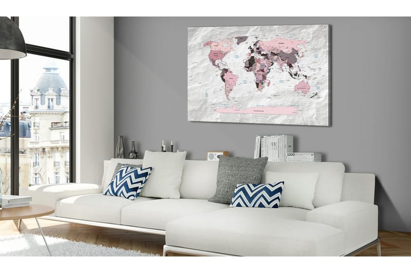 TAVLA World Map: Pink Continents 60x40, Artgeist sp. z o. o.