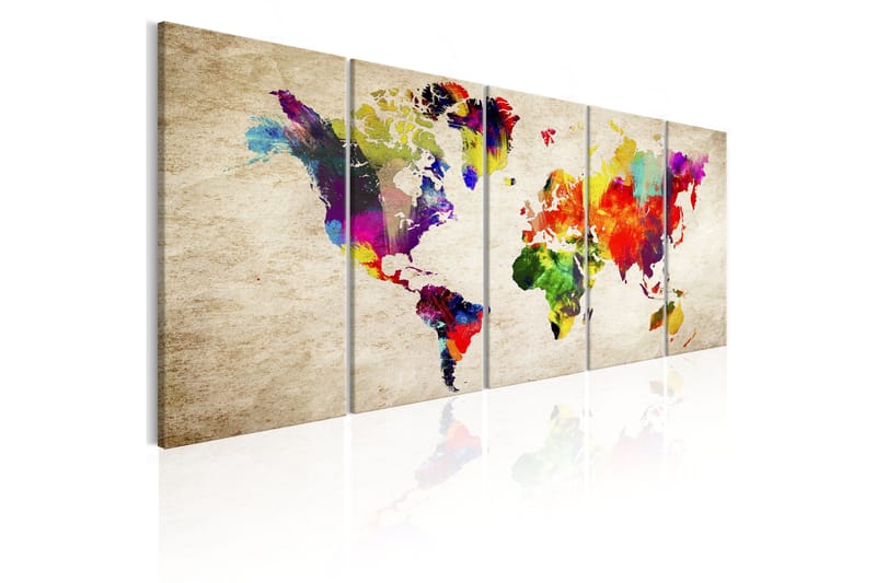 Tavla World Map Painted World 225x90, Artgeist sp. z o. o.