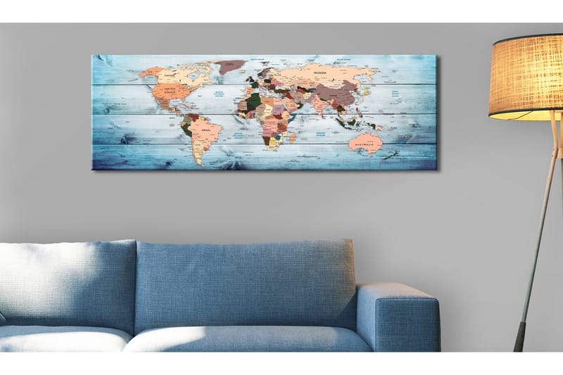Tavla World Maps Sapphire Travels 150x50 - Artgeist sp. z o. o. - Inredning & dekor - Tavlor & konst - Canvastavla