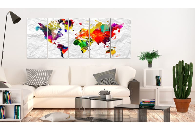 Tavla World On Paper 225X90 Flerfärgad|Vit - Artgeist sp. z o. o. - Inredning & dekor - Tavlor & konst - Canvastavla