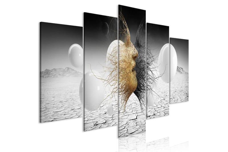 Tavla Woven Faces 5 Parts Wide Golden 100x50, Artgeist sp. z o. o.