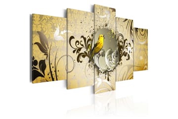 Tavla Yellow Bird Singing 100X50 Gul|Flerfärgad|Vit
