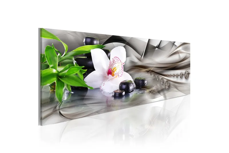 Tavla Zen Composition Bamboo Orchid And Stones 120x40, Artgeist sp. z o. o.