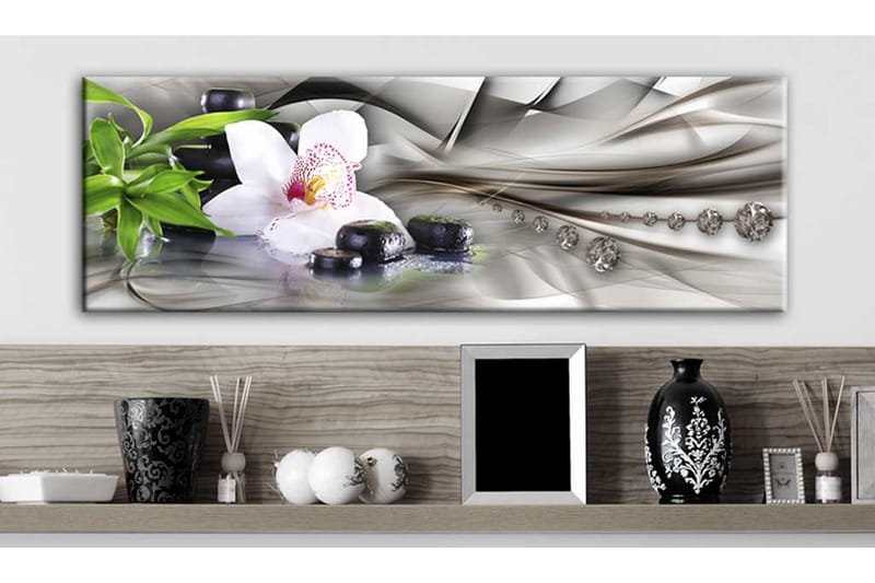 Tavla Zen Composition Bamboo Orchid And Stones 135x45 - Artgeist sp. z o. o. - Inredning & dekor - Tavlor & konst - Canvastavla
