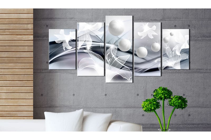 Tavla Pearls And Lilies 100X50 Blå|Grå|Vit - Artgeist sp. z o. o. - Inredning & dekor - Tavlor & konst - Canvastavla