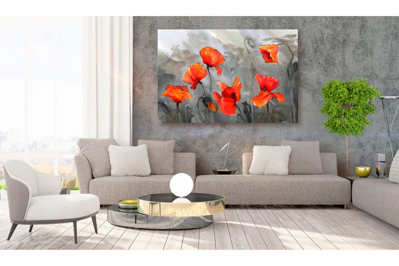 Tavla Poppies (Watercolour) 120x80 - Artgeist sp. z o. o. - Inredning & dekor - Tavlor & konst - Canvastavla