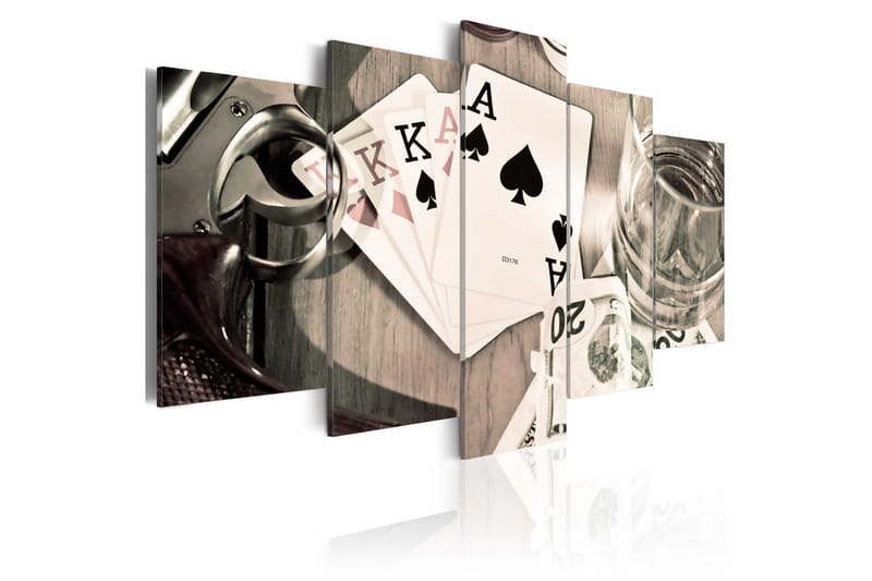 Tavla Poker Night 200X100 Flerfärgad|Beige|Vit - Artgeist sp. z o. o. - Canvastavla