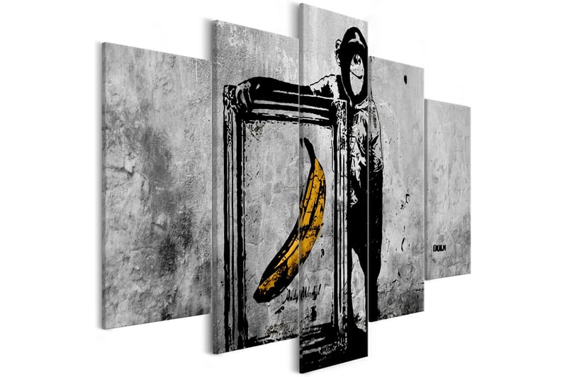 Tavla Proud Monkey 5 Parts Wide 100X50 Grå, Artgeist sp. z o. o.