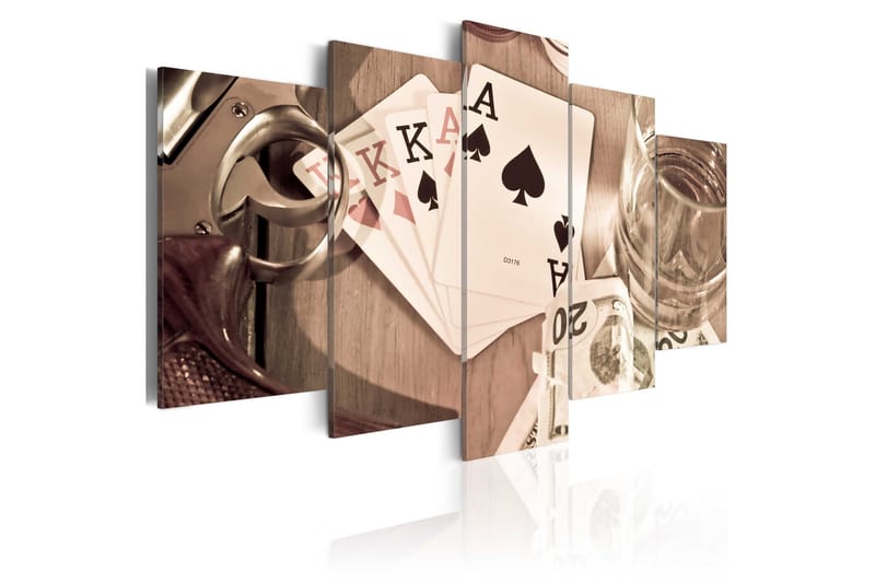 Tavla Poker Night Sepia 100X50 Flerfärgad|Beige|Vit - Artgeist sp. z o. o. - Canvastavla