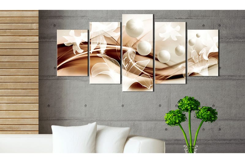 Tavla Pearl Lilies In Bronze 200x100 - Artgeist sp. z o. o. - Inredning & dekor - Tavlor & konst - Canvastavla