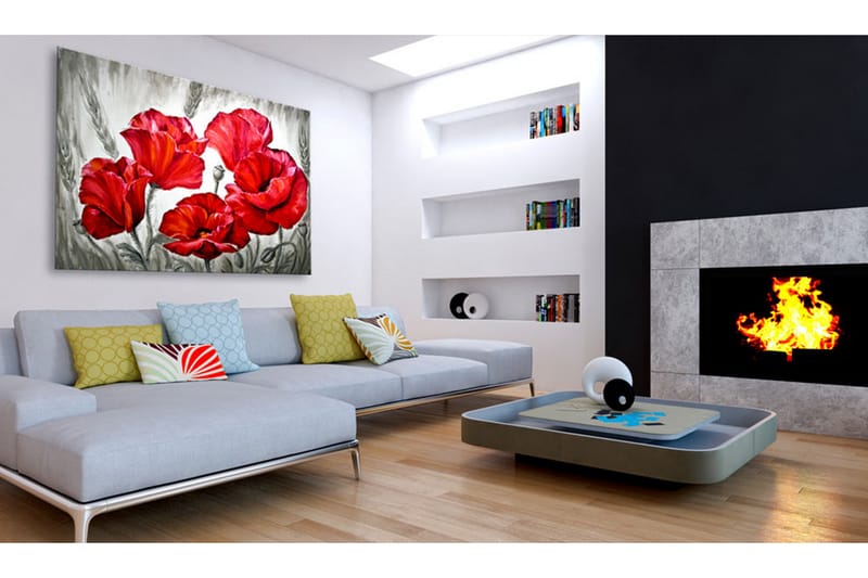 TAVLA Poppies in Wheat 60x40 - Artgeist sp. z o. o. - Inredning & dekor - Tavlor & konst - Canvastavla