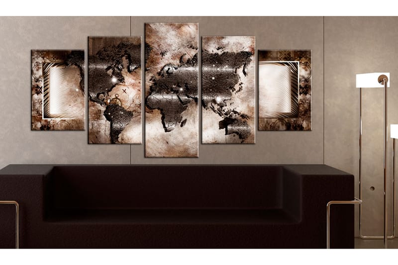 Tavla Platinum Map 200X100 Brun|Vit - Artgeist sp. z o. o. - Inredning & dekor - Tavlor & konst - Canvastavla