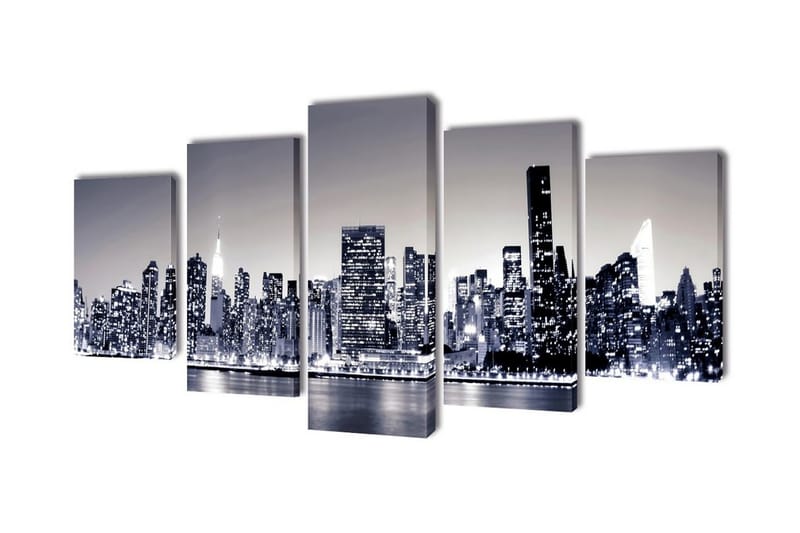 Uppsättning väggbonader svartvitt på duk: New York 200x100 c - Flerfärgad - Inredning & dekor - Tavlor & konst - Canvastavla