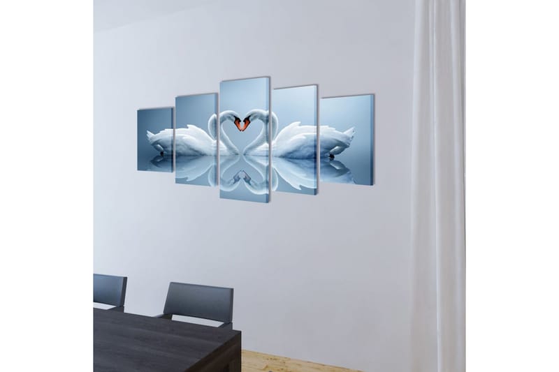 Uppsättning väggbonader på duk: svan 200x100 cm - Flerfärgad - Inredning & dekor - Tavlor & konst - Canvastavla