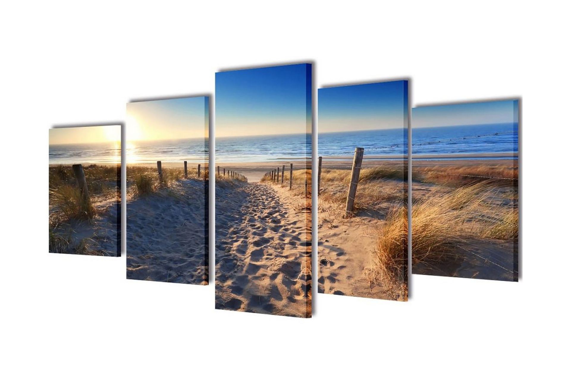 Uppsättning väggbonader på duk: sandstrand 100x50 cm - Flerfärgad