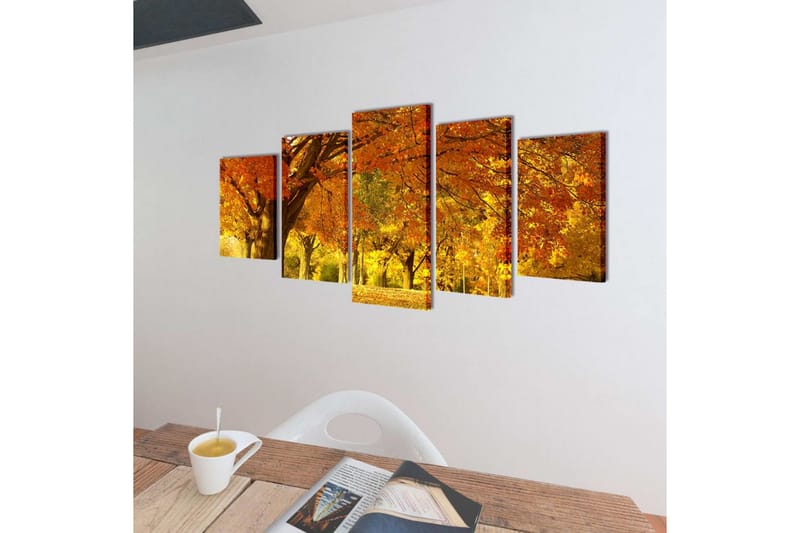 Uppsättning väggbonader på duk: lönn 200x100 cm - Flerfärgad - Inredning & dekor - Tavlor & konst - Canvastavla
