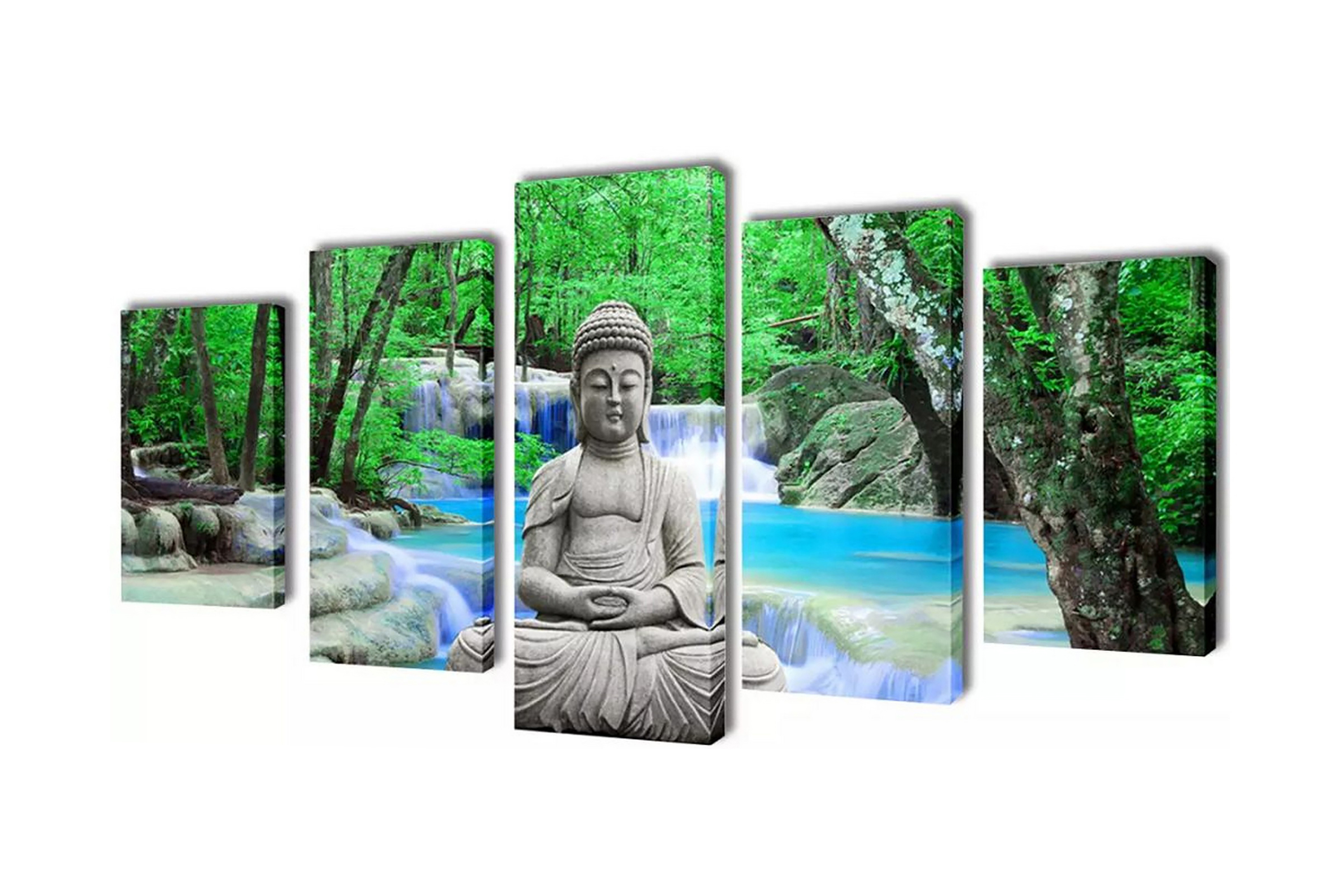 Uppsättning väggbonader på duk: Buddha 200×100 cm – Flerfärgad