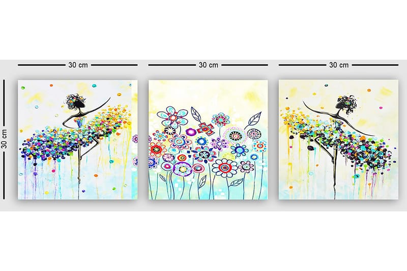 Decorative Canvas Painting (3 Pieces) 30x30 - Inredning & dekor - Tavlor & konst - Canvastavla