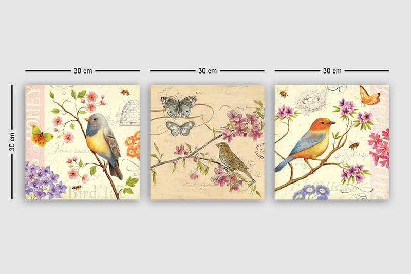 Decorative Canvas Painting (3 Pieces) 30x30 - Inredning & dekor - Tavlor & konst - Canvastavla