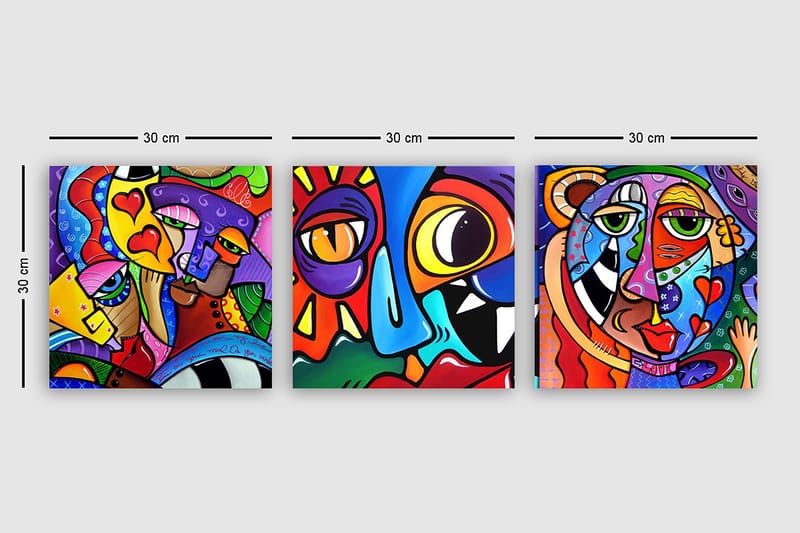 Decorative Canvas Painting (3 Pieces) 30x30 - Inredning & dekor - Tavlor & konst - Canvastavla