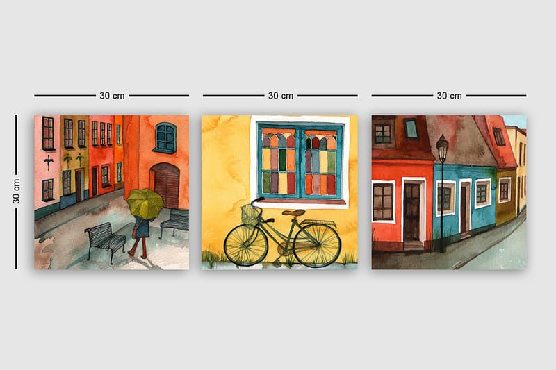Decorative Canvas Painting (3 Pieces) 30x30 - Inredning & dekor - Tavlor & konst - Canvastavla