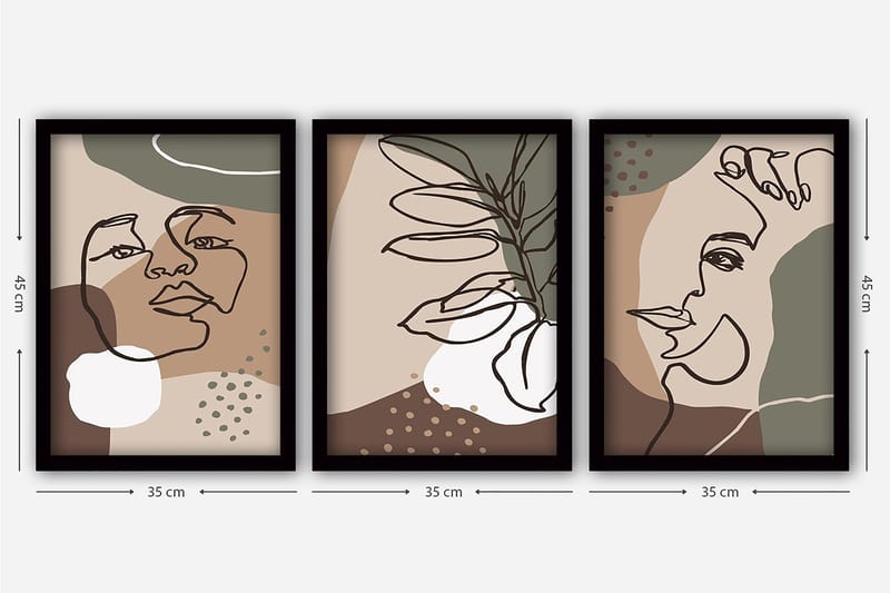 Decorative Framed Painting (3 Pieces) 35x45 - Inredning & dekor - Tavlor & konst - Canvastavla