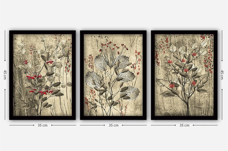 Decorative Framed Painting (3 Pieces) 35x45 - Inredning & dekor - Tavlor & konst - Canvastavla