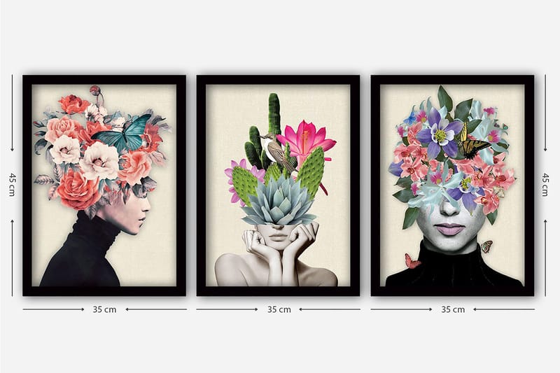 Decorative Framed Painting (3 Pieces) 35x45 - Inredning & dekor - Tavlor & konst - Canvastavla