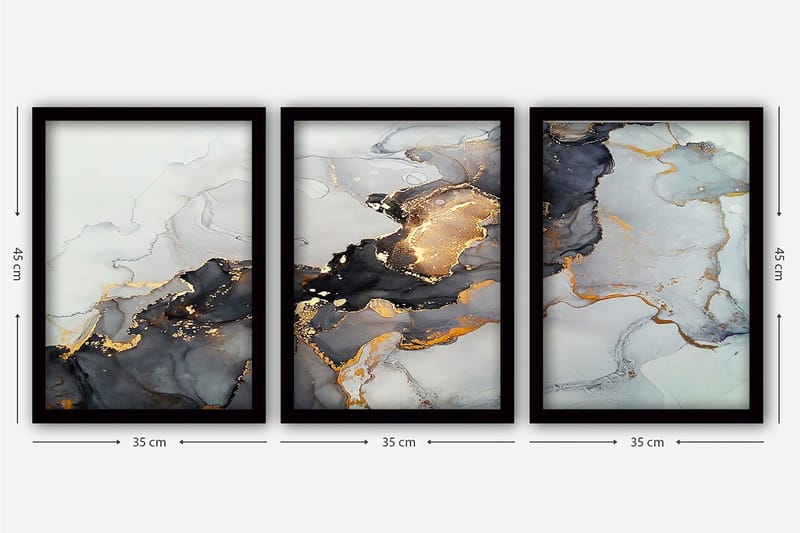 Decorative Framed Painting (3 Pieces) 35x45 - Inredning & dekor - Tavlor & konst - Canvastavla