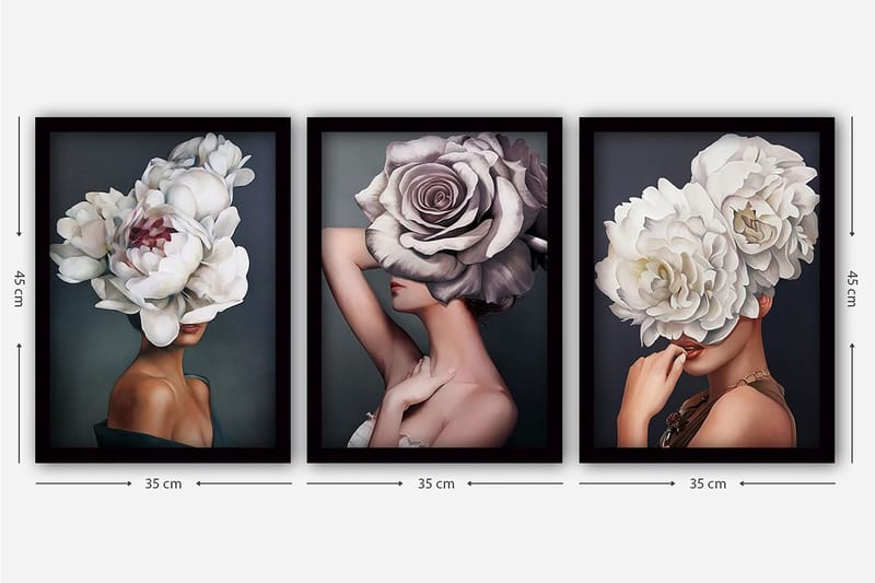 Decorative Framed Painting (3 Pieces) 35x45 - Inredning & dekor - Tavlor & konst - Canvastavla