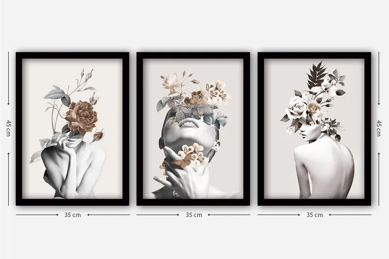 Decorative Framed Painting (3 Pieces) 35x45 - Inredning & dekor - Tavlor & konst - Canvastavla