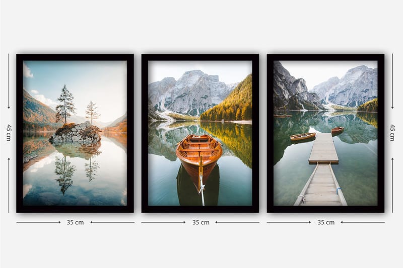 Decorative Framed Painting (3 Pieces) 35x45 - Inredning & dekor - Tavlor & konst - Canvastavla