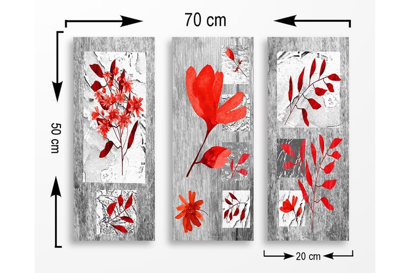 Decorative MDF Painting (3 Pieces) 20x50 - Inredning & dekor - Tavlor & konst - Canvastavla