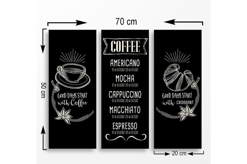 Decorative MDF Painting (3 Pieces) 20x50 - Inredning & dekor - Tavlor & konst - Canvastavla