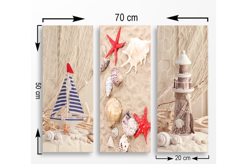Decorative MDF Painting (3 Pieces) 20x50 - Inredning & dekor - Tavlor & konst - Canvastavla