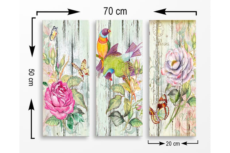 Decorative MDF Painting (3 Pieces) 20x50 - Inredning & dekor - Tavlor & konst - Canvastavla