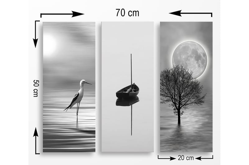 Decorative MDF Painting (3 Pieces) 20x50 - Inredning & dekor - Tavlor & konst - Canvastavla