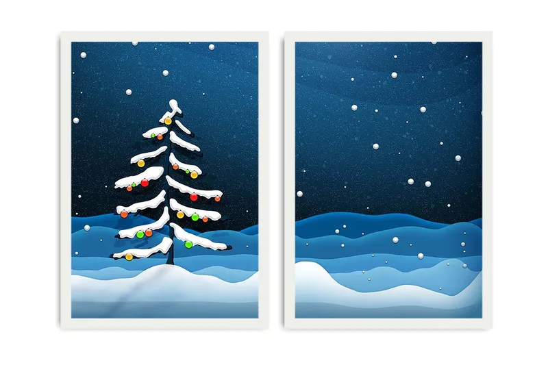 Dekorativ Inramad MDF-målning 2-Delar 35x50 cm, Flerfärgad