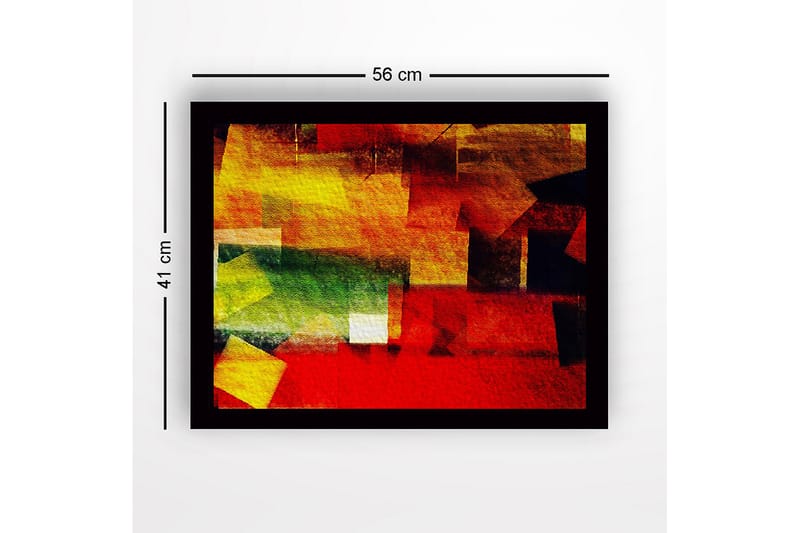 Inramad Canvastavla i trä - 41x56 cm - Abstrakt komposition med färgglada geometriska former - Röd / Gul / Grön - Inredning & dekor - Tavlor & konst