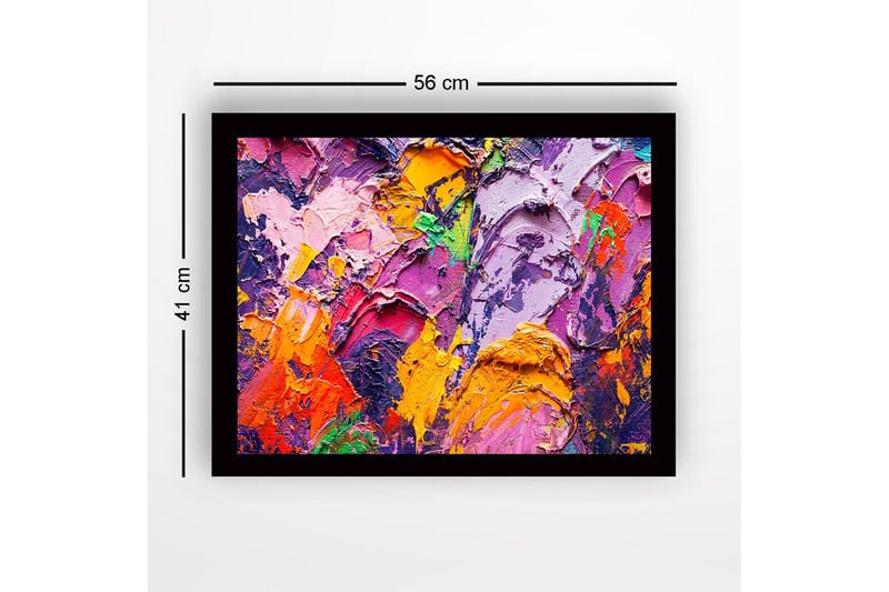Inramad Canvastavla i trä - 41x56 cm - Abstrakt komposition med färgglada texturer - Lila / Orange / Rosa - Inredning & dekor - Tavlor & konst