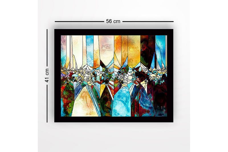 Inramad Canvastavla i trä - 41x56 cm - Abstrakt komposition med geometriska former och färgade sektioner - Blå / Orange / Grön - Inredning & dekor - Tavlor & konst